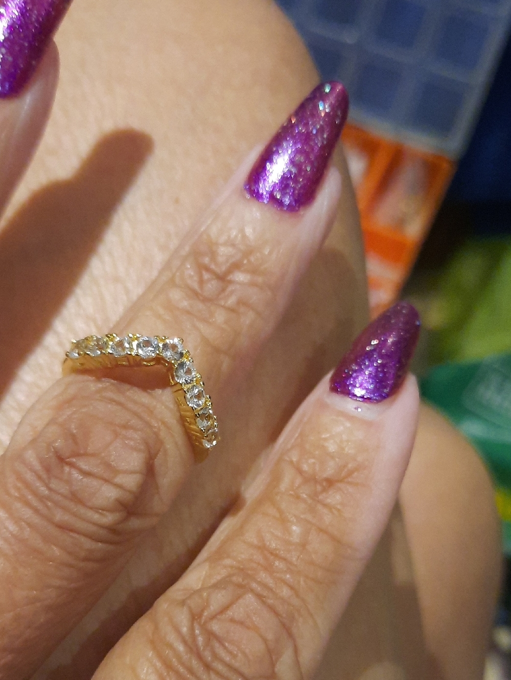 GENUINE 18K YELLOW GOLD OVER SOLID STERLING SILVER WHITE SAPPHIRE RING size 6